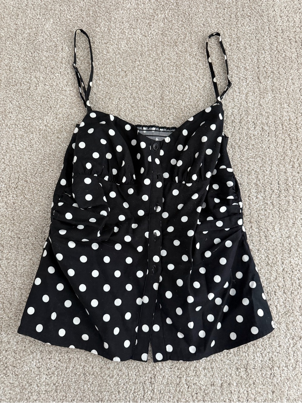 Ref Black and White Polka Dot Spaghetti Strap Top